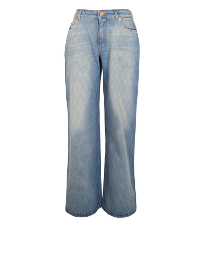 Balmain Diamond Stitch Straight Jeans, &pound;375, Clothing, Blue, Denim, Front view