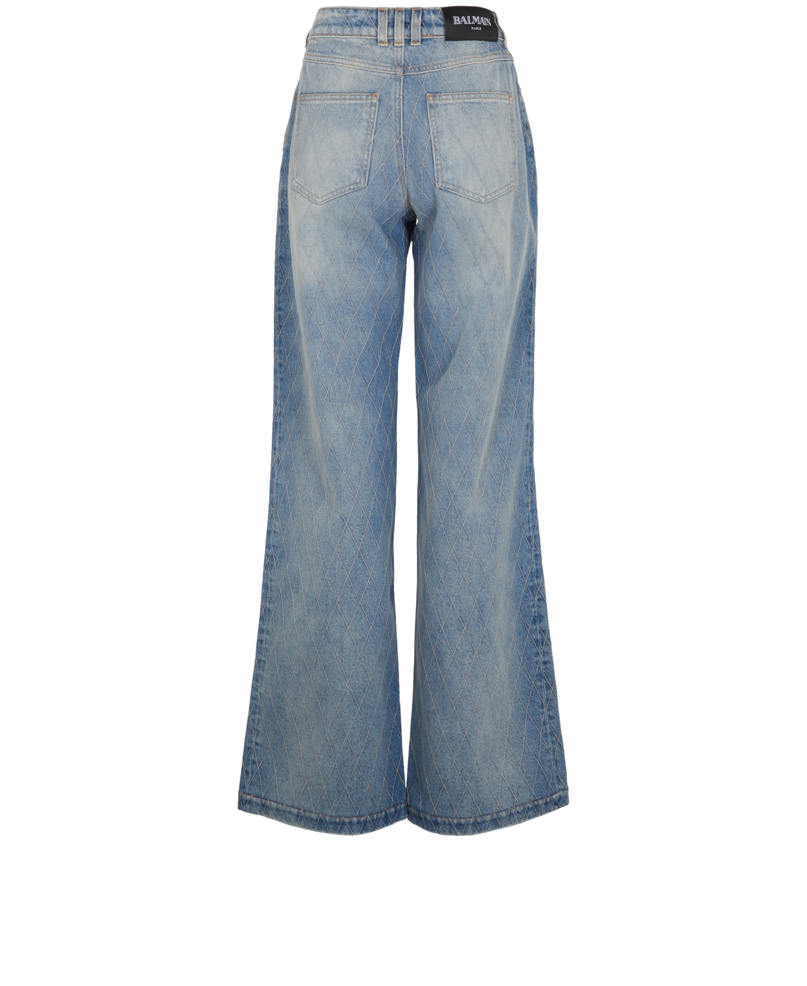 Balmain Diamond Stitch Straight Jeans, &pound;375, Clothing, Blue, Denim, Back view
