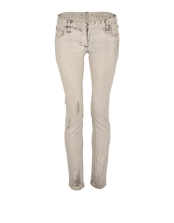 Balmain Acid Wash Distressed Skinny Jeans, Denim, Grey, UK8, 3*
