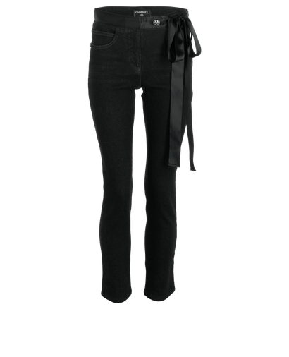 Chanel 16A Waist-Tie Straight Leg Jeans, front view