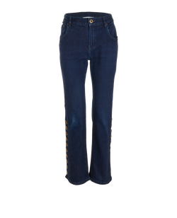 Chloe Button-Up Flared Jeans, Cotton, Blue, UK 12, 2*