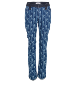 Chloe Horse Printed Trousers, Cotton, Blue, UK 10, 3*