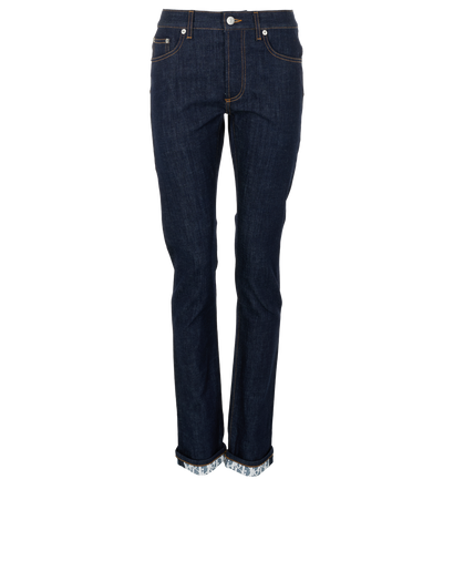 Christian Dior Folded Oblique Slim-Fit Jeans, &pound;395, Clothing, Blue, Cotton/Denim, Front view