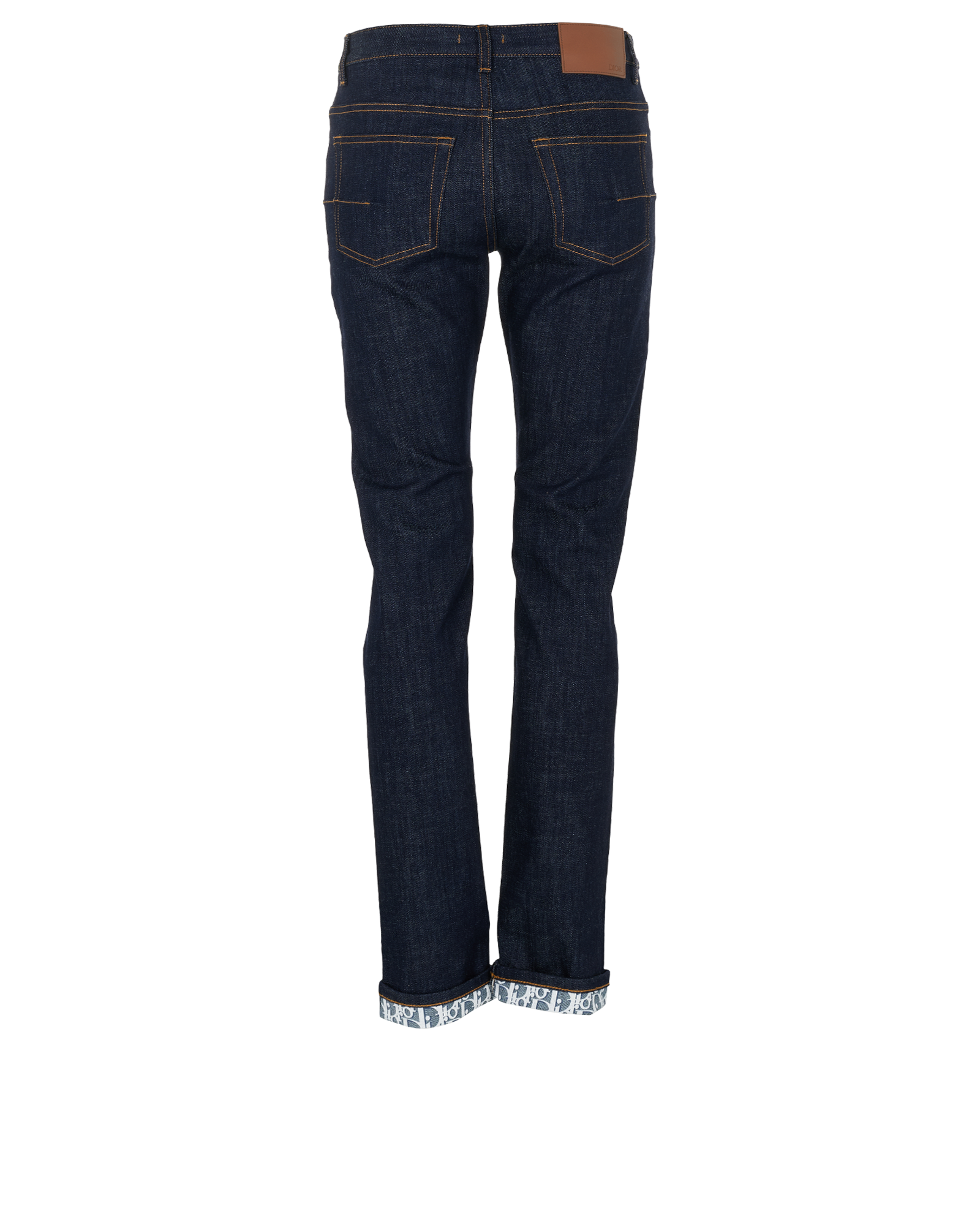 Christian Dior Folded Oblique Slim-Fit Jeans, &pound;395, Clothing, Blue, Cotton/Denim, Back view