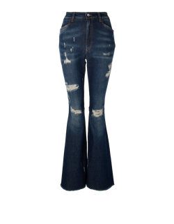 Dolce & Gabbana Distressed Flared Jeans, Cotton, Blue, UK 10, 3*