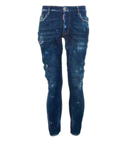 DSQUARED2 Distressed Biker Jeans, &pound;130, Clothing, Blue, Cotton, Front view