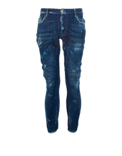 DSQUARED2 Distressed Biker Jeans, Mens, Cotton, Blue, Sz L, 2*