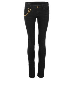 Gucci Gold Chain Detail Jeans, Cotton, Black, UK4, 3*