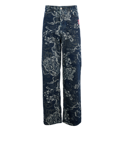Off-White Camouflage Jacquard Jeans, &pound;150, Clothing, Blue, Cotton, Front view