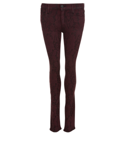 Goldsign Reptile Print Lace Jeans, Rayon Mix, Burgundy/Black, UK 8