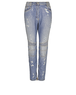 Balmain Crystal Studded Jeans, Cotton, Denim, 12, 2*