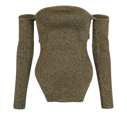 Khaite Maria Jumper, &pound;295, Clothing, Black/Gold, Polyester (Polymer)/Wool, Front view