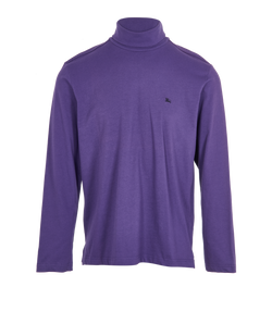 Burberry Logo Embroidered Mock-Neck Jumper,Mens, Cotton, Purple, Sz L, 3*