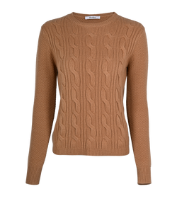 Max Mara Cable Knit Jumper, Wool/Cashmere, Brown, Sz S, 2*