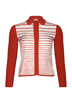 Hermes Striped Cardigan, Silk/Cotton, Red, XS, 3*