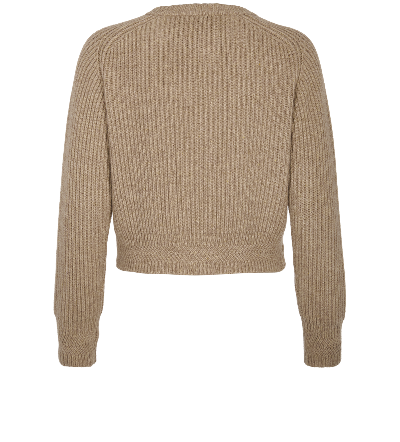 Khaite Crew Neck Ribbed Cardigan, &pound;275, Clothing, Beige, Cashmere, Back view