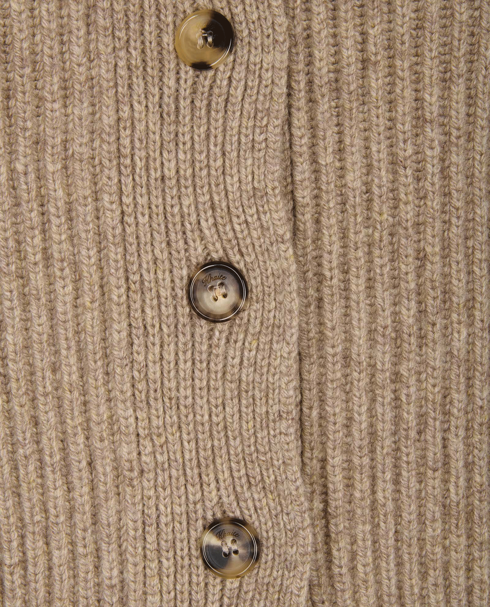 Khaite Crew Neck Ribbed Cardigan, &pound;275, Clothing, Beige, Cashmere, Other view