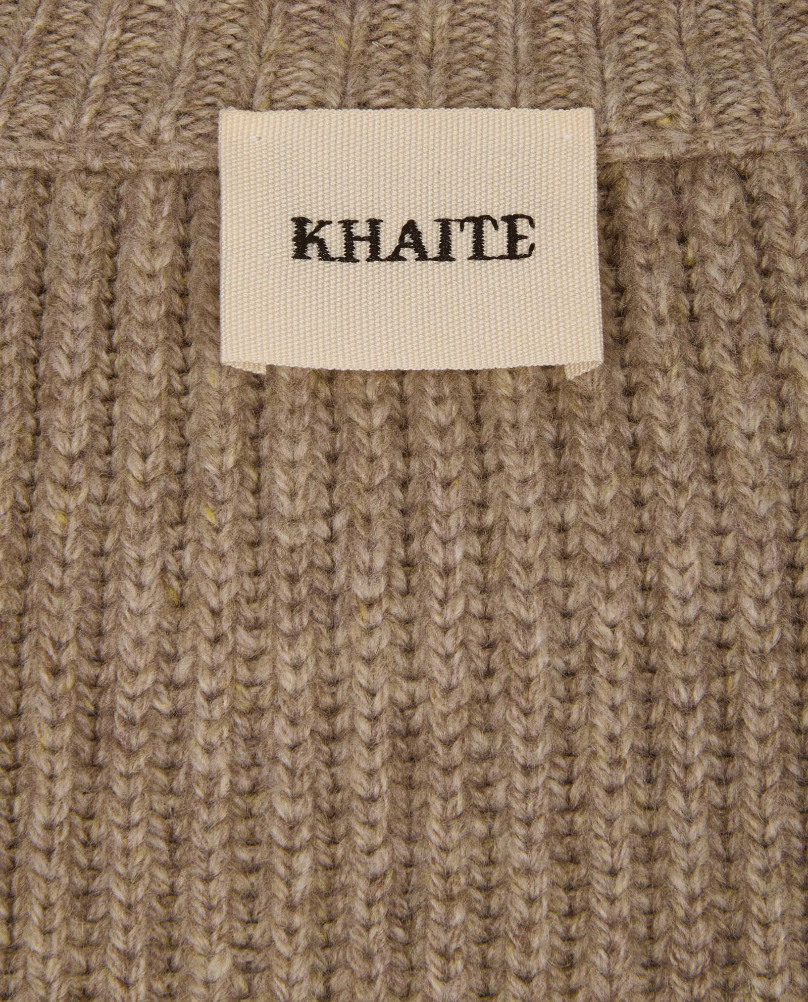 Khaite Crew Neck Ribbed Cardigan, &pound;275, Clothing, Beige, Cashmere, Other view