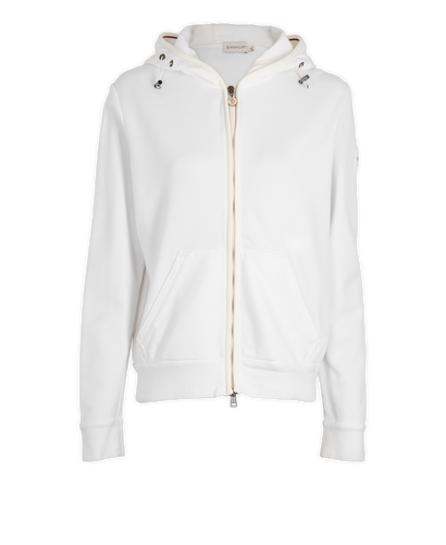 Moncler Hooded Zip-Up Jacket, £230, Clothing, White, Cotton, Front view