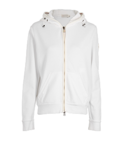 Moncler Hooded Zip-Up Jacket, Cotton, White, Sz XL, 3*