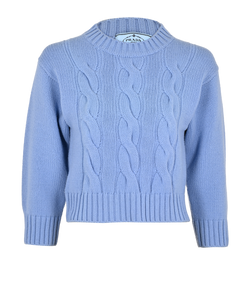 Prada Cable Knit Jumper, Cashmere/ Virgin Wool, Blue, UK 8, 3*