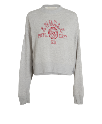 Palm Angels Logo Motif Cropped Jumper, &pound;110, Clothing, Grey, Cotton, Front view
