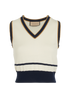 Gucci Cropped Metallic Striped Vest, &pound;295, Clothing, Navy/White, Wool, Front view
