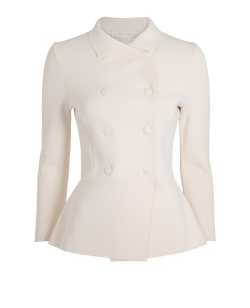Stella McCartney Double-Breasted Cardigan, Wool/Viscose, White, UK 8, 3*