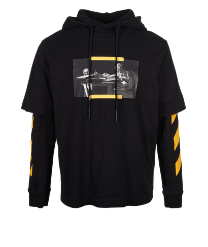 Off-White Caravaggio Painting Hoodie, &pound;120, Clothing, Black, Cotton, Front view