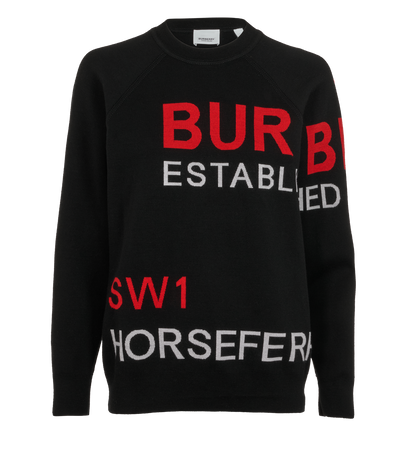 Burberry Horseferry Knitted Jumper, &pound;220, Clothing, Black, Wool, Front view