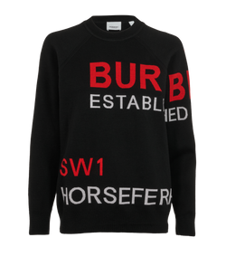Burberry Horseferry Knitted Jumper, Merino Wool, Black, Sz M, 2*