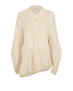 Stella McCartney Oversized Cable Knit Sweater, Wool, Cream, UK4, 3*