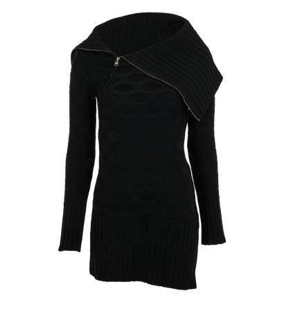 Versace Long Zipped Jumper, &pound;230, Clothing, Black, Wool, Front view