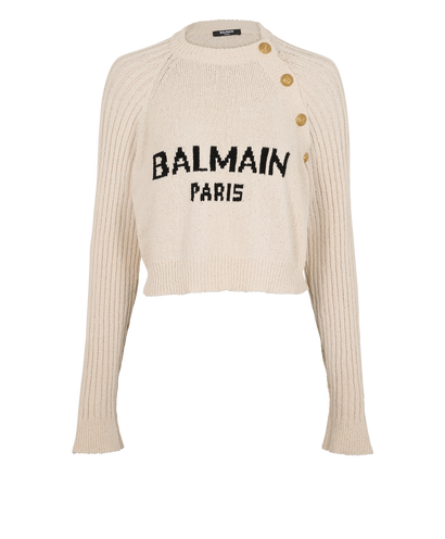 Balmain Cropped Jumper, &pound;320, Clothing, Beige, Cotton, Front view