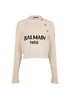Balmain Cropped Jumper, &pound;320, Clothing, Beige, Cotton, Front view