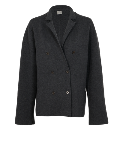 Toteme Double-Breasted Cardigan, &pound;210, Clothing, Grey, Wool, Front view