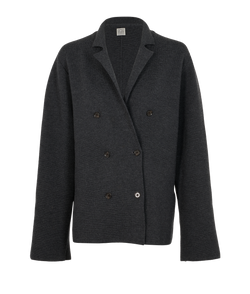 Toteme Double-Breasted Cardigan, Wool, Grey, Sz S, 2*