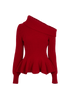 Alexander McQueen Ribbed Peplum Jumper, &pound;240, Clothing, Red, Wool, Front view