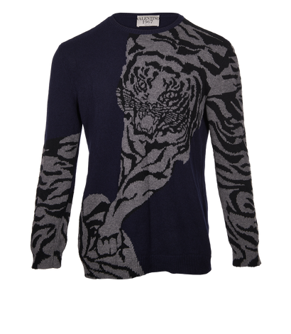 Valentino Tiger Jumper, &pound;150, Clothing, Grey/Navy, Cashmere/Wool, Front view