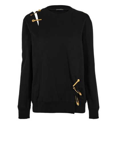 Versace Medusa Pins Jumper, &pound;295, Clothing, Black, Cotton, Front view