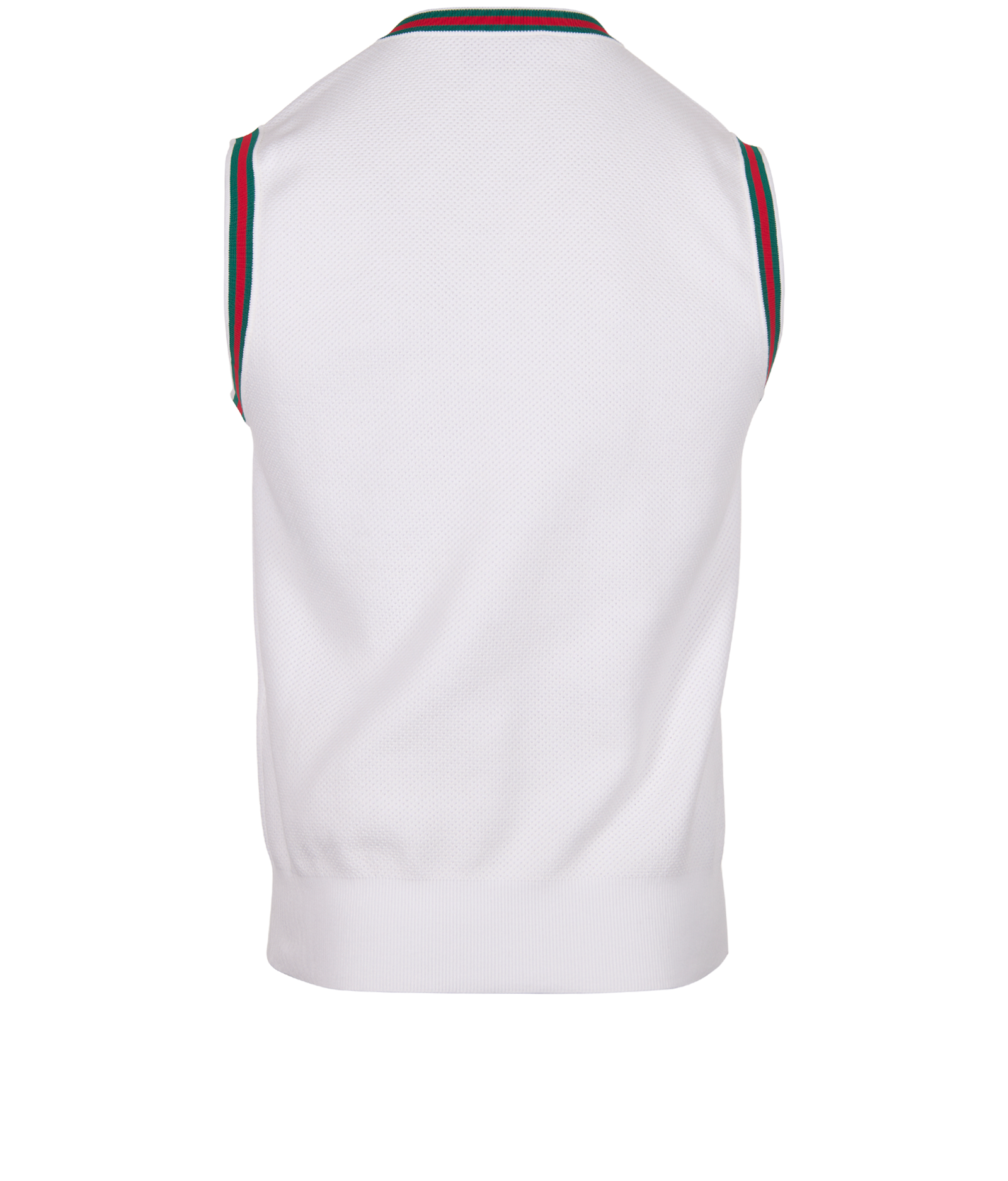 Gucci Web Trim Sleeveless Jumper, &pound;250, Clothing, White, Cotton, Back view
