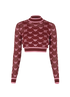 Gucci x Adidas Logo Jacquard Cropped Jumper, &pound;250, Clothing, Burgundy, Cotton, Front view