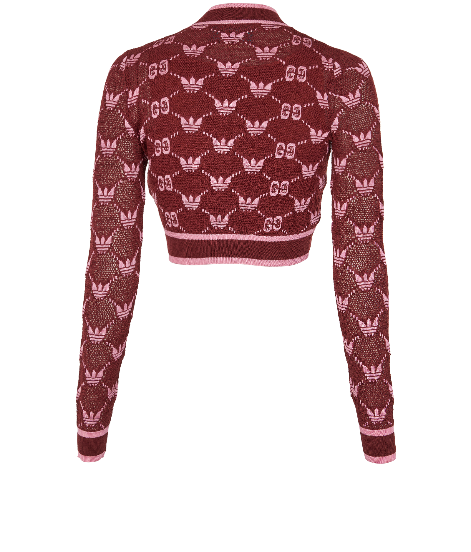 Gucci x Adidas Logo Jacquard Cropped Jumper, &pound;250, Clothing, Burgundy, Cotton, Back view