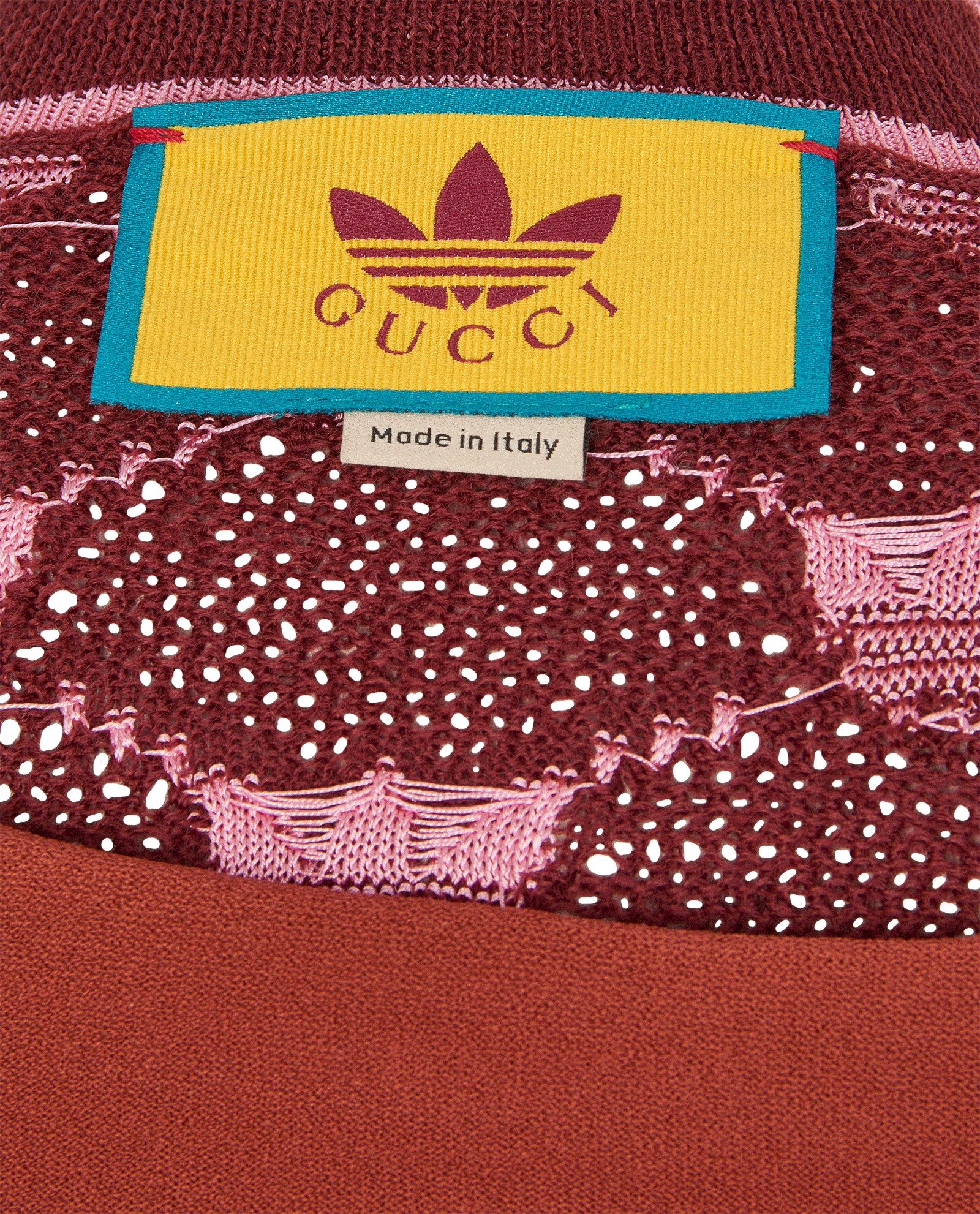 Gucci x Adidas Logo Jacquard Cropped Jumper, &pound;250, Clothing, Burgundy, Cotton, Other view
