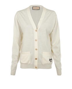 Gucci Horsebit Cardigan, Cotton, Cream, Sz M, 3*