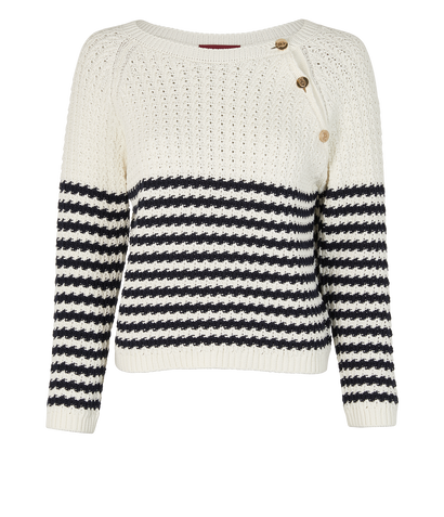 Gucci Striped Knit Jumper, &pound;220, Clothing, Navy/White, Cotton, Front view