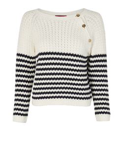 Gucci Striped Knit Jumper, Cotton, White/Navy, Sz XS, 3*