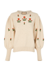 Gucci Floral Embroidered Jumper, &pound;375, Clothing, Cream, Cotton/Wool, Front view
