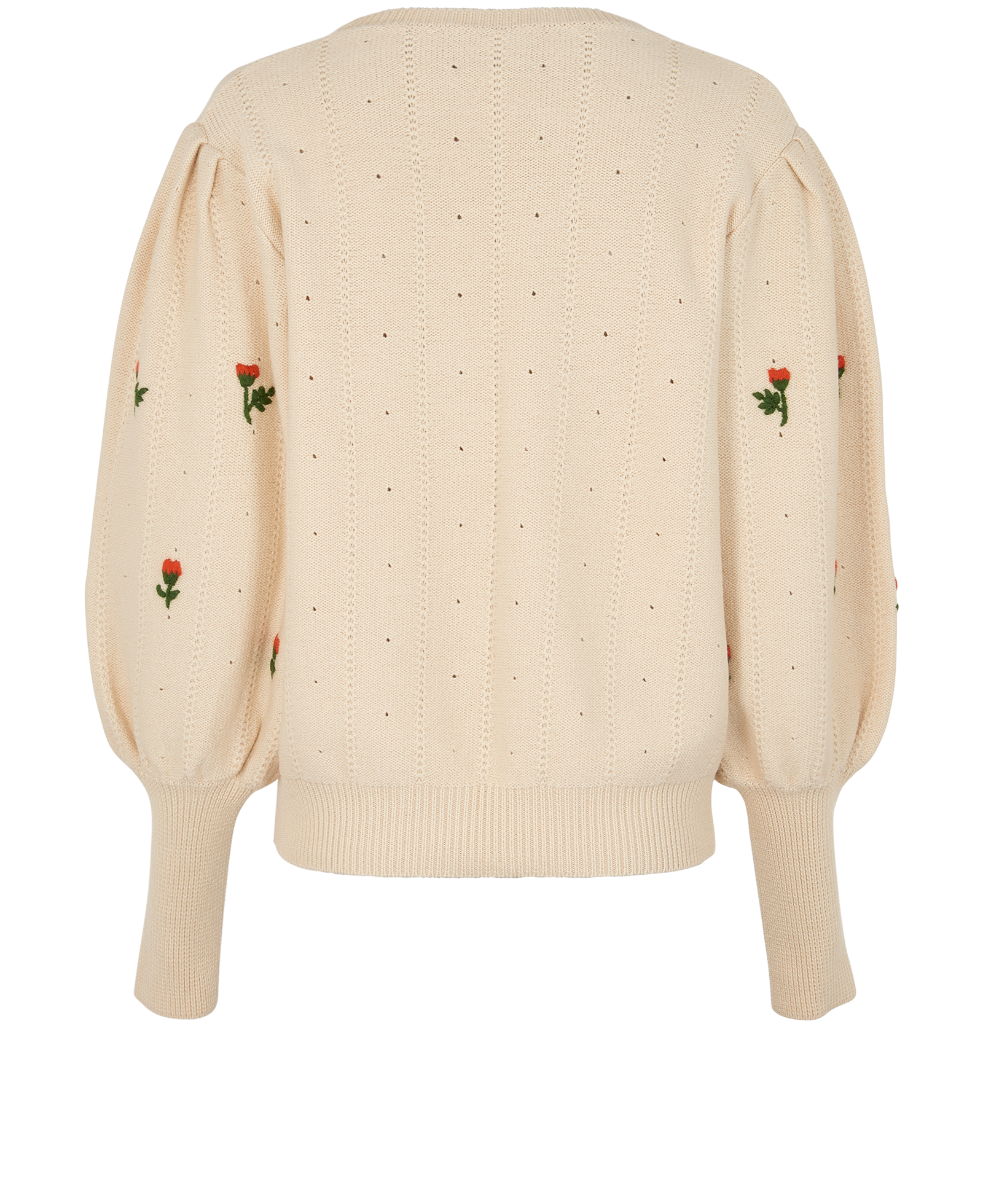 Gucci Floral Embroidered Jumper, &pound;375, Clothing, Cream, Cotton/Wool, Back view