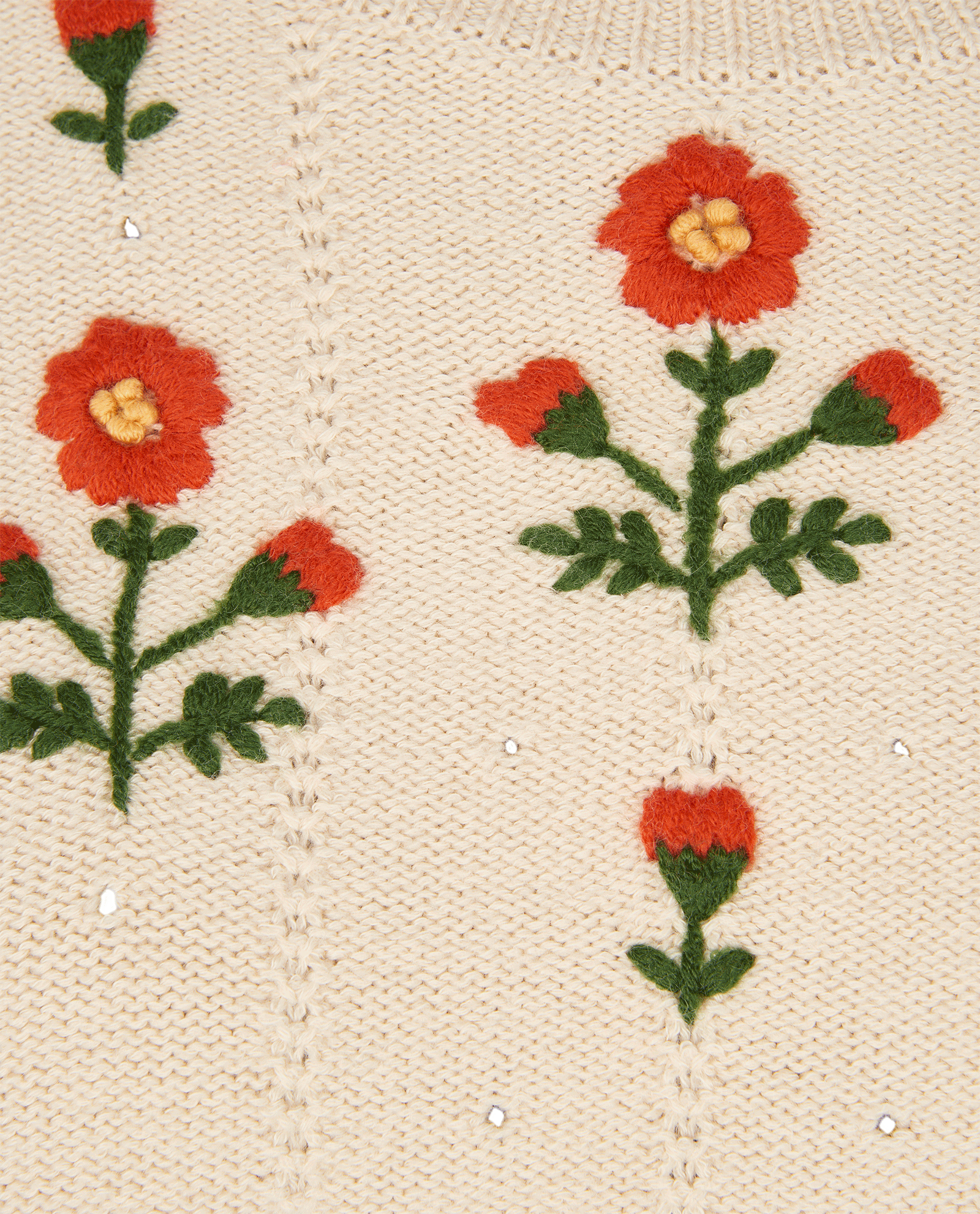 Gucci Floral Embroidered Jumper, &pound;375, Clothing, Cream, Cotton/Wool, Other view
